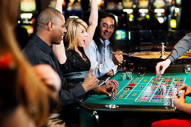 Live casino table with roulette and dealer